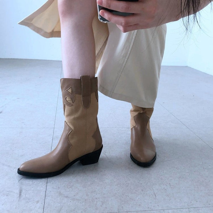 Women's cowboy-style ankle boots with a unique design and a compact heel Lune London