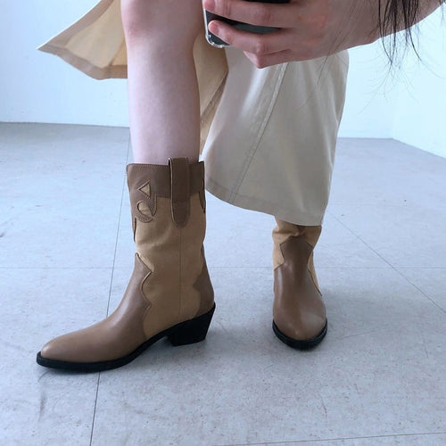 Women's cowboy-style ankle boots with a unique design and a compact heel Lune London