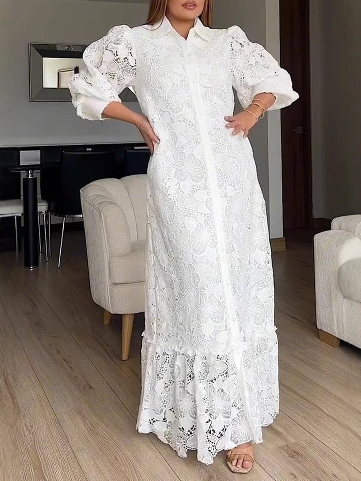 Robe maxi en dentelle élégante pour femmes avec des manches volumineuses Chic & Stil