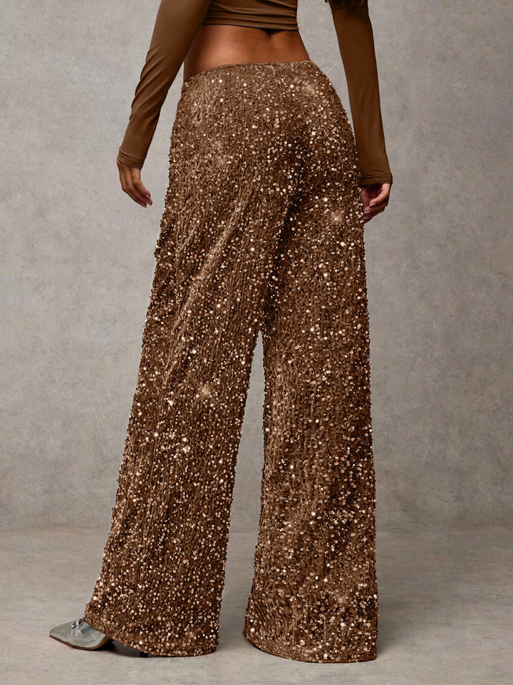 Pantalons palazzo extravagants pour femmes avec embellissement de paillettes Chic & Stil