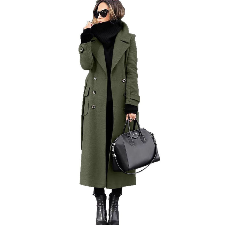 Ladies Classic Double-Breasted Wool Coat Lune London
