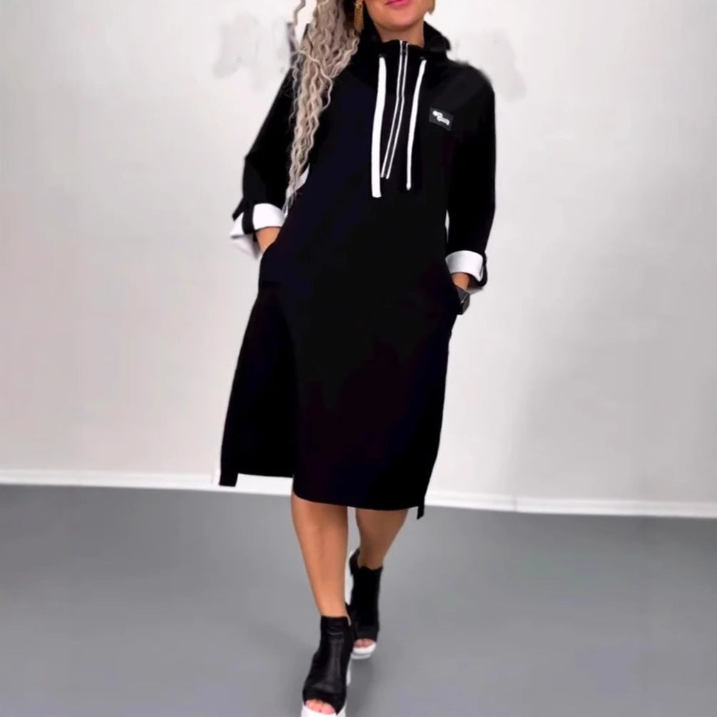 Robe sweat femme avec poches latérales et contraste de couleurs tendance Chic & Stil