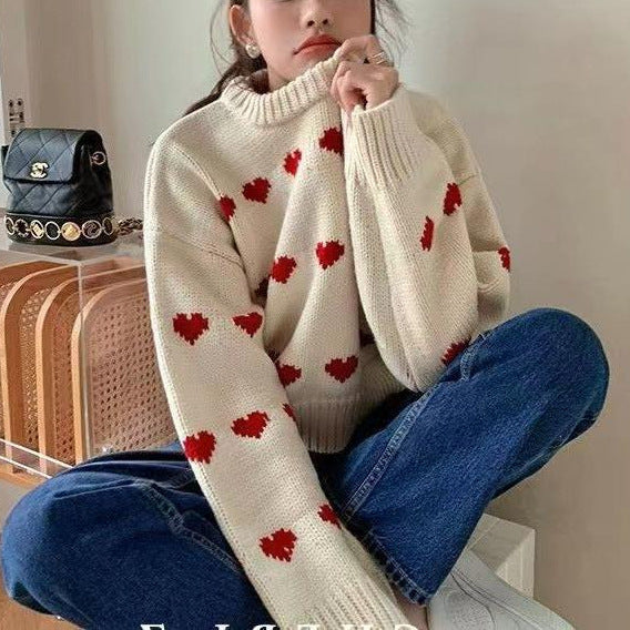 Women’s sweater with heart pattern and casual cut Lune London