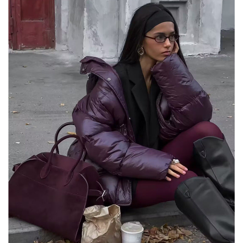 Quilted transition jacket for women with hood and practical side pockets Lune London