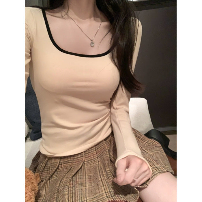 Women's long sleeve shirt with contrasting neckline Chic & Stil
