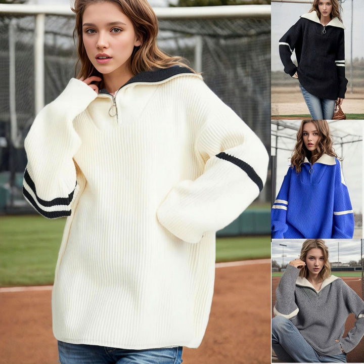 Oversized sporty sweatshirt for women with zipper and wide sleeves Lune London