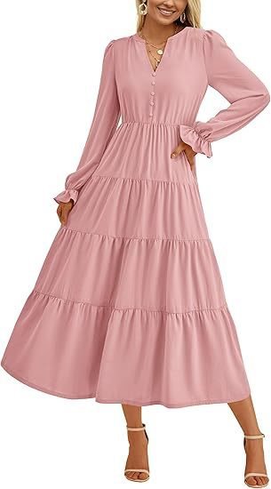 Long sleeve maxi dress for women with ruffles Lune London
