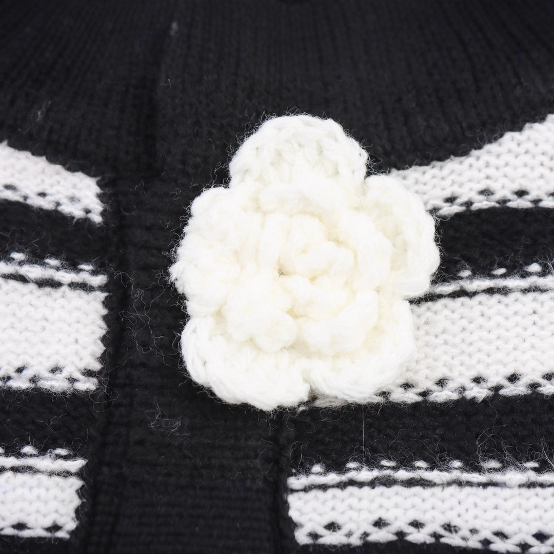 Striped knit jacket for ladies with floral button details Lune London