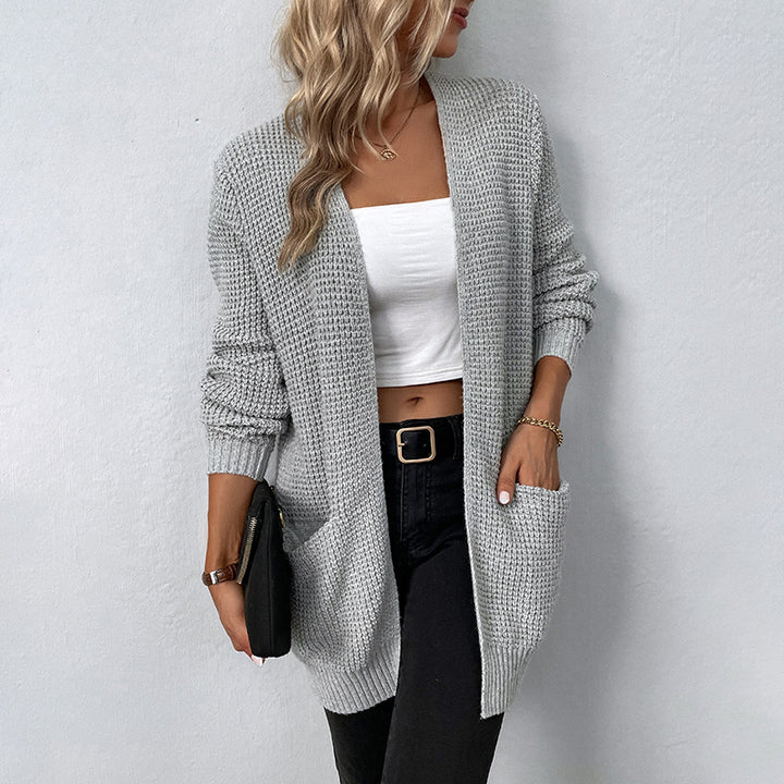 Casual knit jacket for women with deep pockets and open cut Lune London