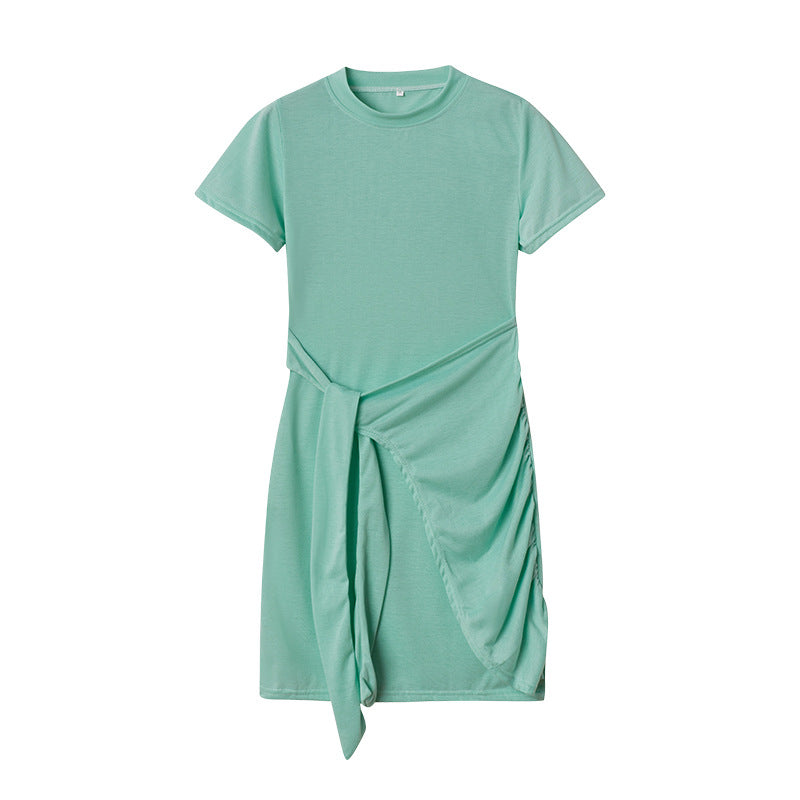 Chic and Stylish Draped Leisure T-Shirt Dress for Women