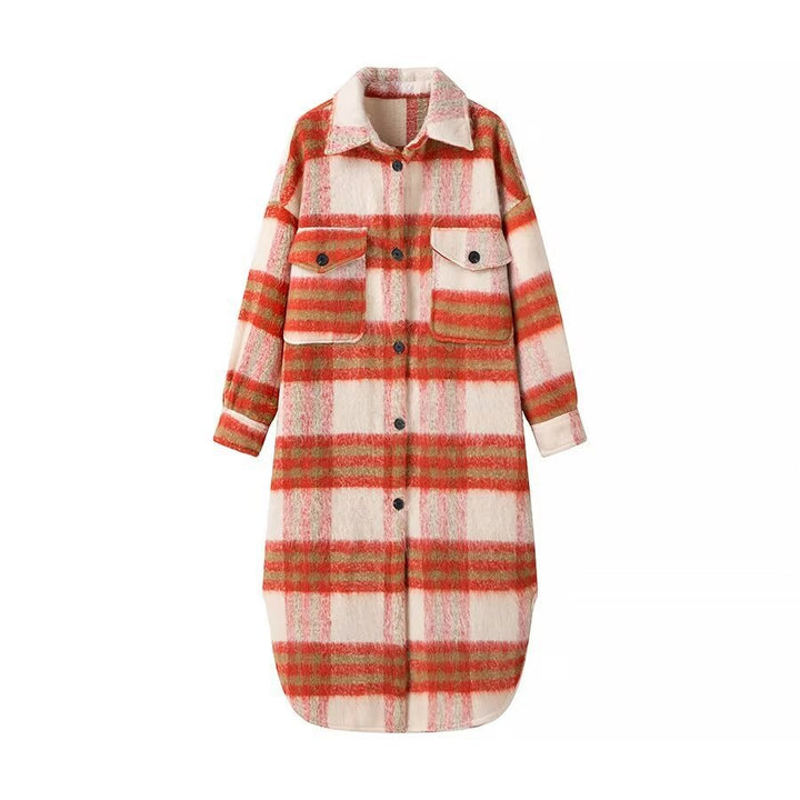 Manteau en laine surdimensionné à la mode pour femmes avec motif à carreaux Chic & Stil