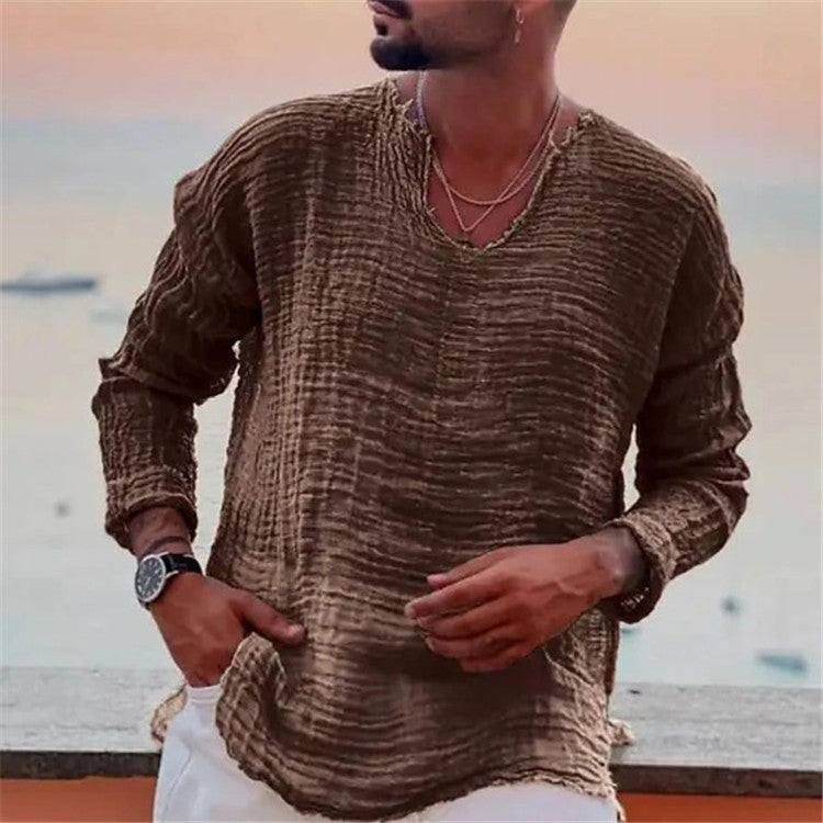 Casual linen shirt for men V neck Lune London