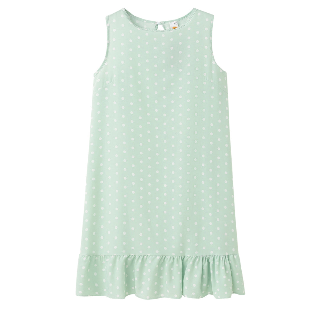 Summer polka dot shift dress for women with ruffle hem Lune London
