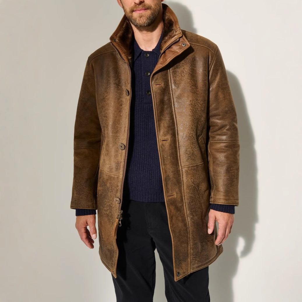 Long premium sheepskin coat for men Lune London