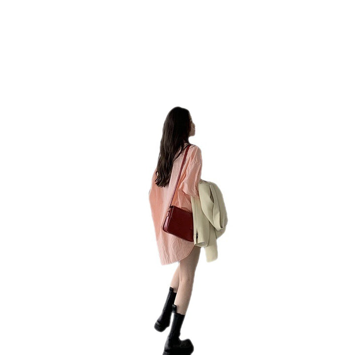 Chemise femme surdimensionnée blouse avec motif rayé et détails de bouton Chic & Stil
