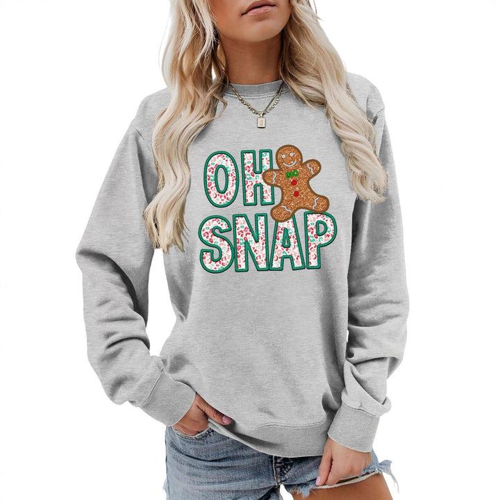 Sweatshirt pour femmes avec motif de bonhomme en pain d'épice amusant et lettrage étincelant Chic & Stil
