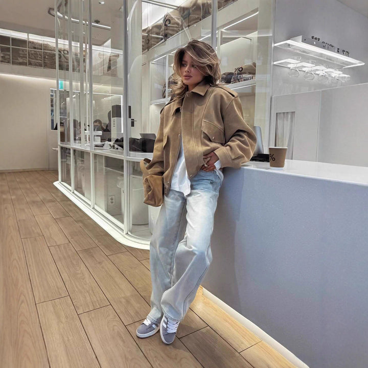 Veste en suÈde surdimensionnée à la mode pour femmes Chic & Stil