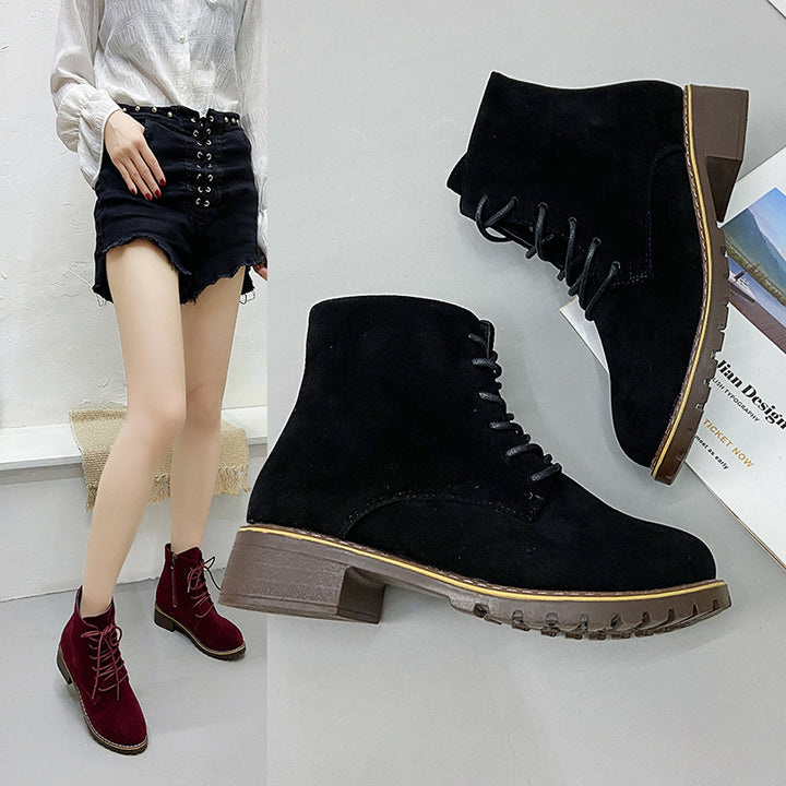 Fashionable women's suede ankle boots with additional zipper and lightweight contoured sole Lune London
