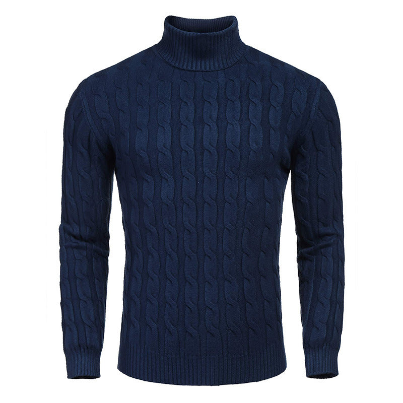 Men's Fashionable Turtleneck Sweater with Cable Pattern Lune London