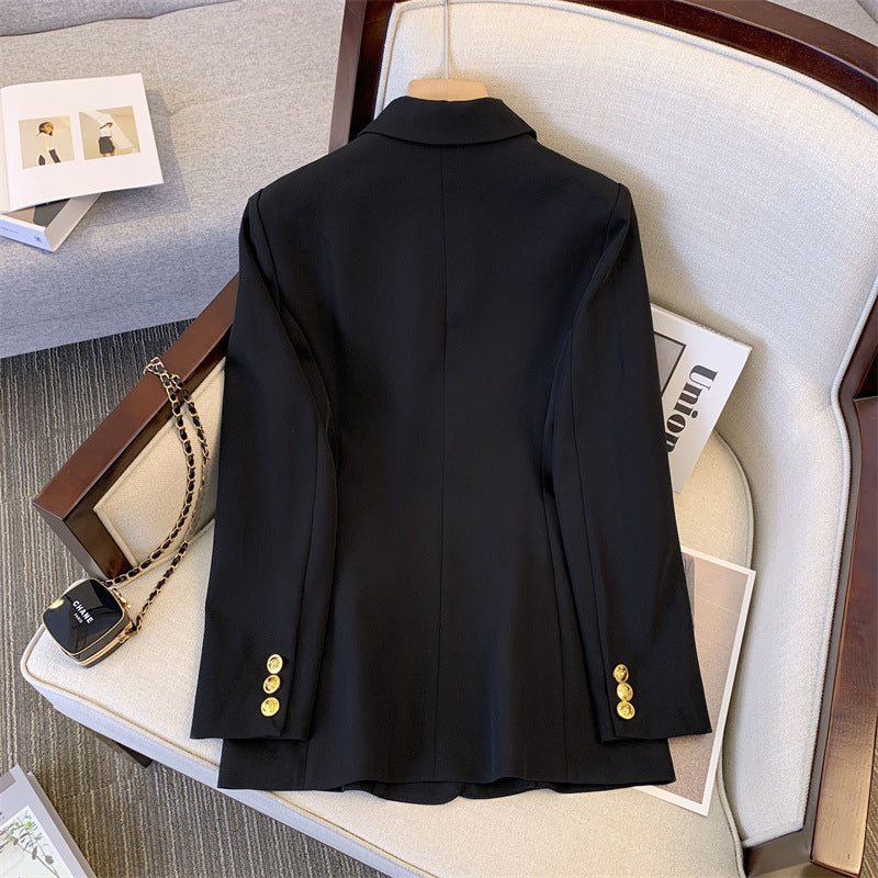 Lune London Elegant double-button blazer for women with a slim fit and gold embellishments