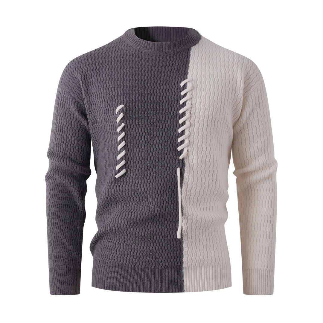 Men's knitted sweater with a modern cable pattern and contrasting details Lune London