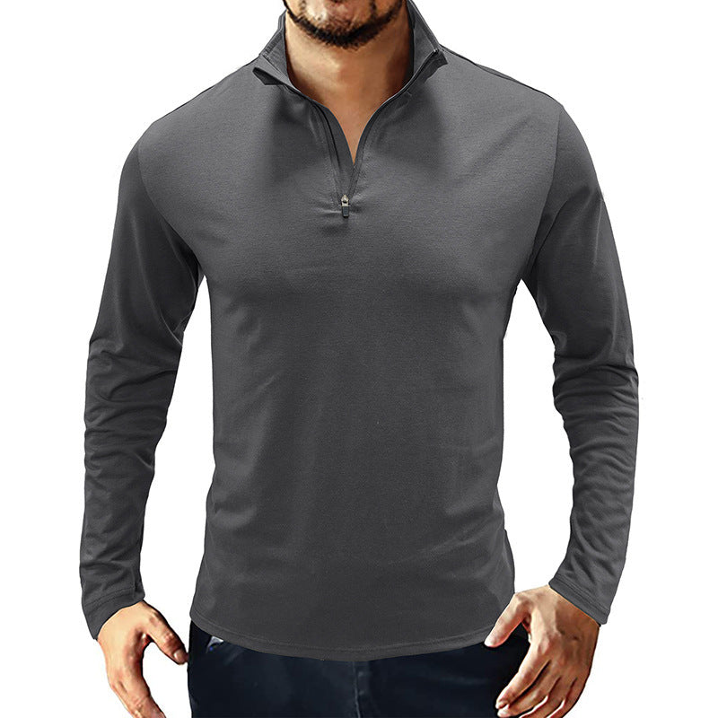 Functional T-shirt for men with high collar and half-zip Lune London