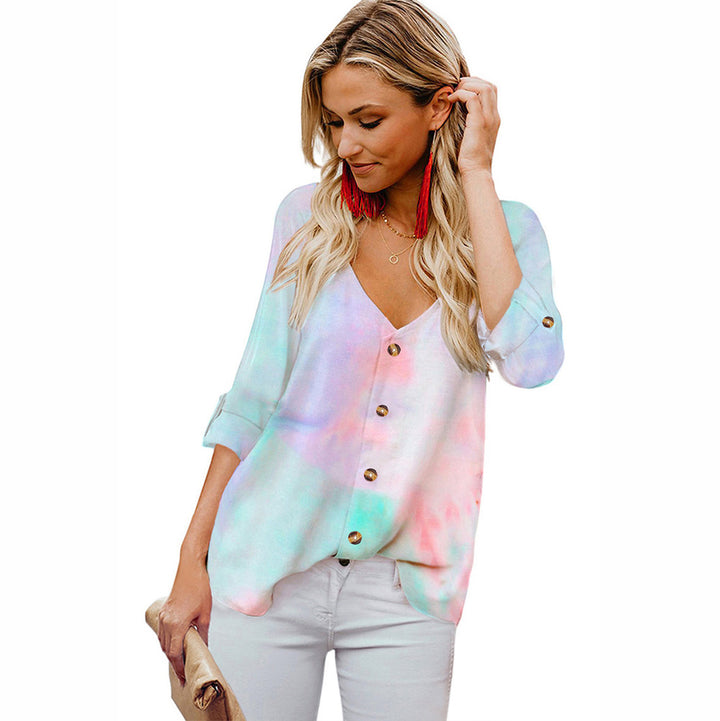 Women leisure blouse with gradient color and roll-up sleeves Lune London