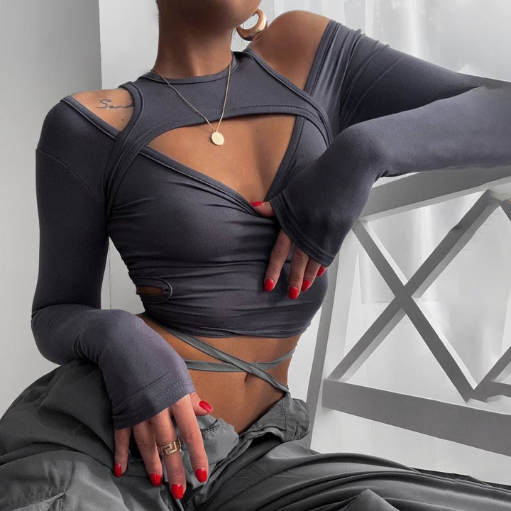 Ladies Trend Cut-Out Long Sleeve Top Lune London