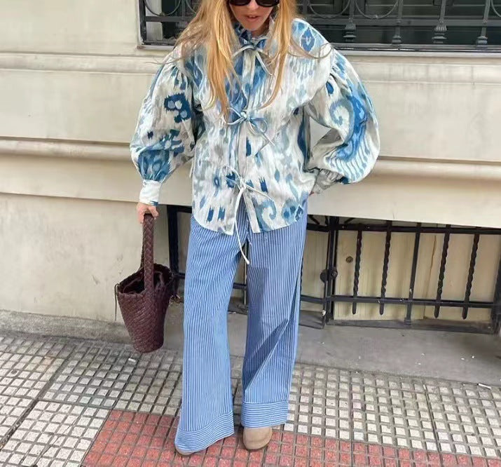 Women fashionable half-sleeve blouse with voluminous sleeves Lune London