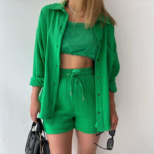 Women Casual Comfort Set Made of Shorts and Oversized Shirt Lune London
