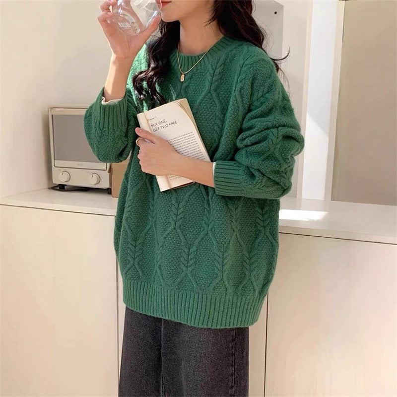 Pull en tricot pour femmes avec motif en cable et coupe décontractée Chic & Stil