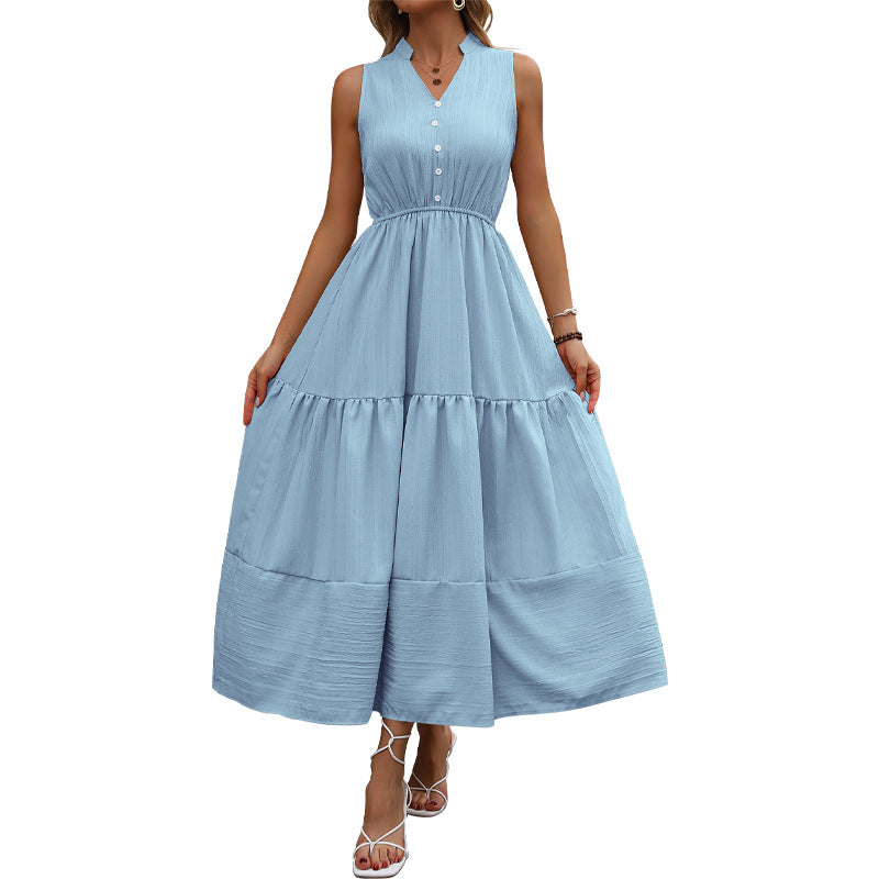 Women Button Layer Maxi Dress Lune London