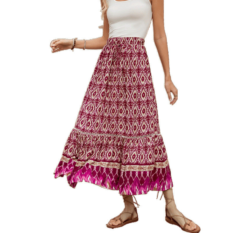 Ladies Bohemian Tiered Maxi Skirt Lune London