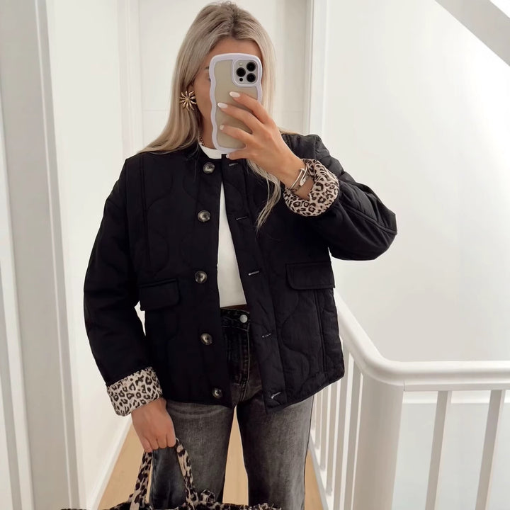 Oversized casual style quilted jacket for ladies with trendy button details Lune London
