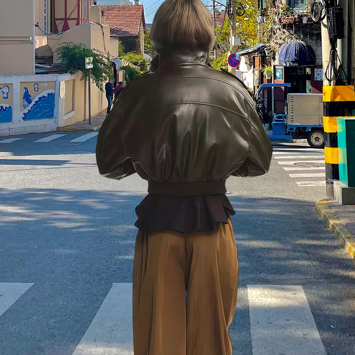 Original leather jacket for women with voluminous sleeves Lune London