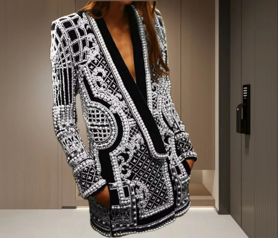 Women Elegant knitted cardigan with sparkling bead trim Lune London