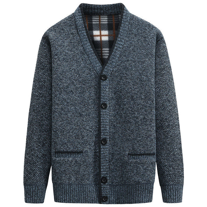 Men's cardigan with plaid lining and practical pockets Lune London