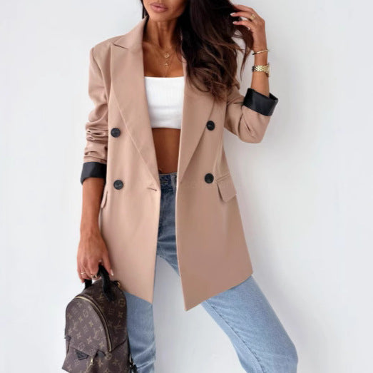 Elegant women's jacket with loose fit and animal print on the sleeves Lune London