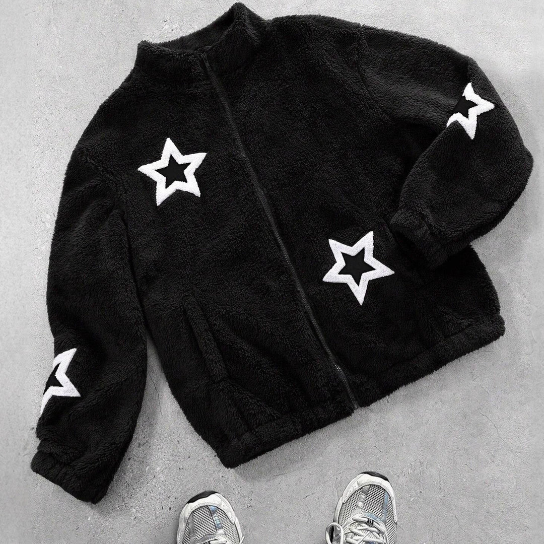 Ladies Cozy Hoodie with Chic Star Applications