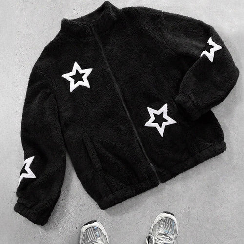 Ladies Cozy Hoodie with Chic Star Applications