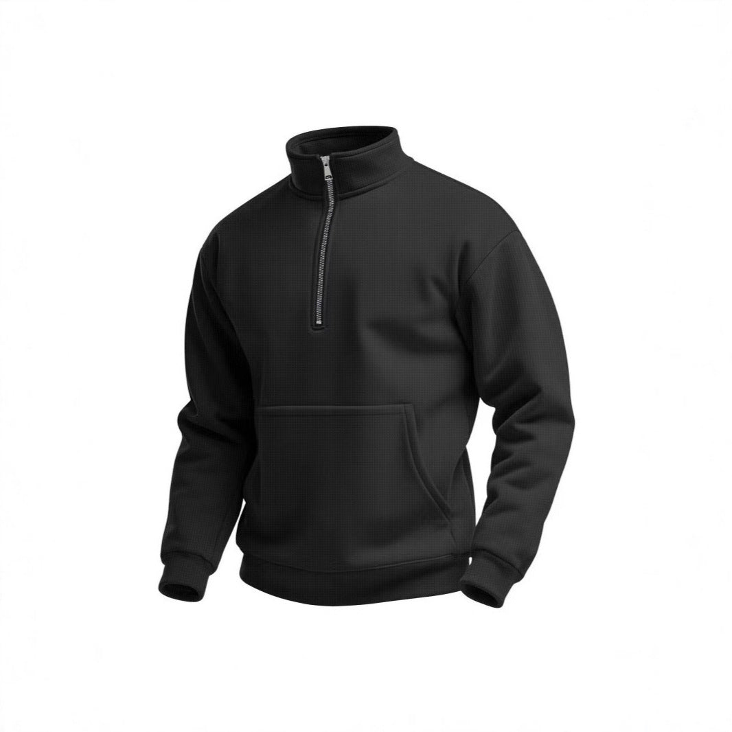 Men's fleece sweater with short zip and front pocket Lune London