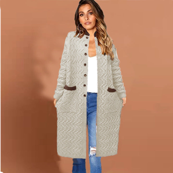 Knitted coat for women with deep pockets and button details Lune London