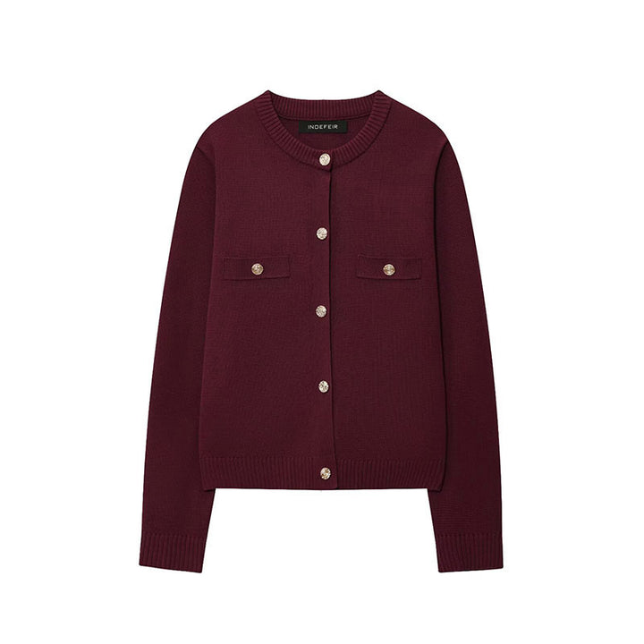 Knitted jacket for women with button details and practical pockets Lune London