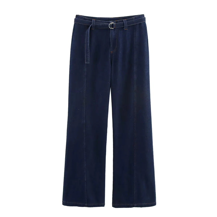 Wide leg women's jeans with tie belt and chic elegant silhouette Lune London