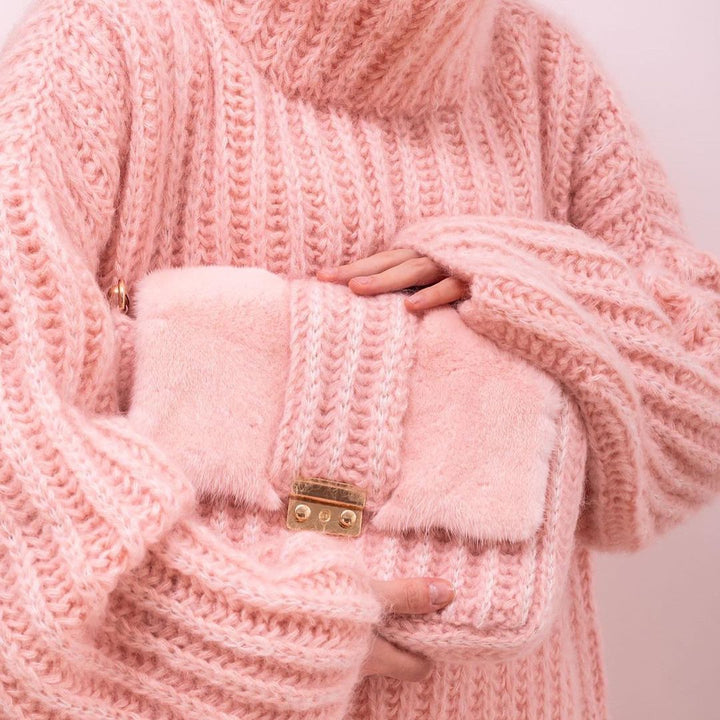 Chunky knitted sweater for women with high collar Lune London