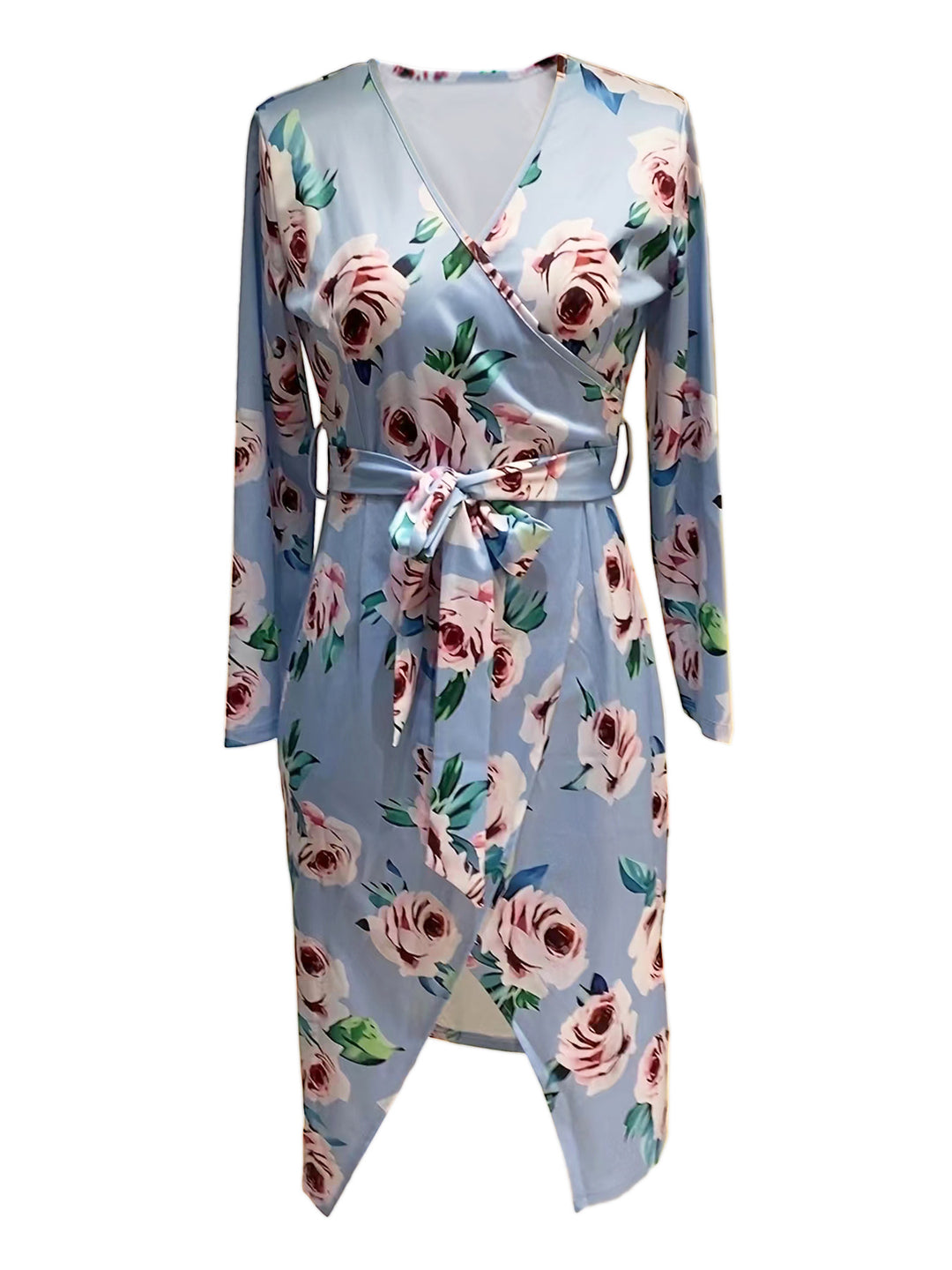 Floral print wrap dress for women with side slit Lune London