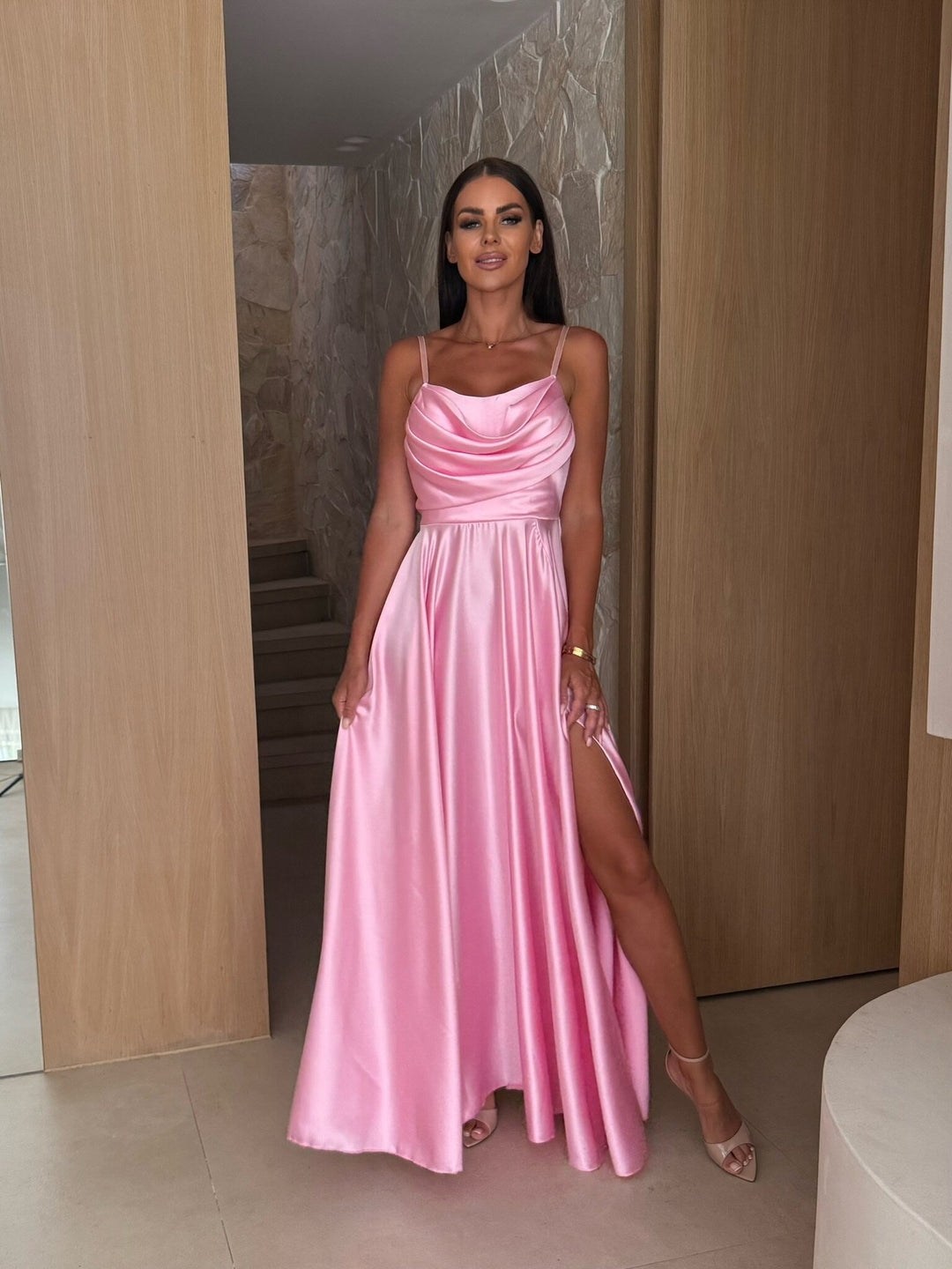 Ladies Elegant Evening Dress in Satin Lune London