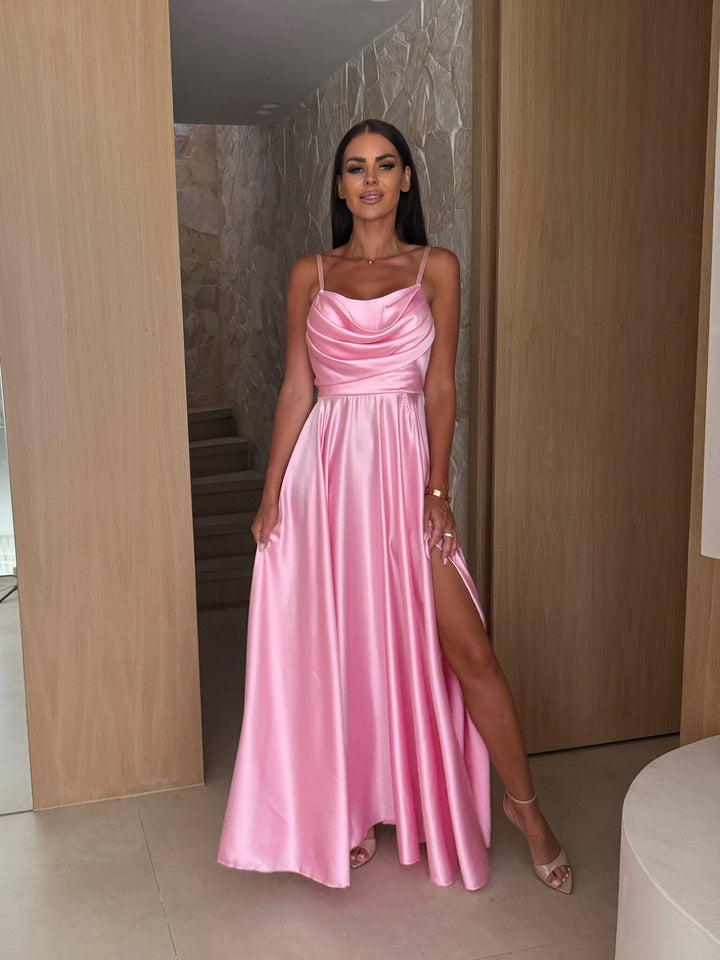 Ladies Elegant Evening Dress in Satin Lune London