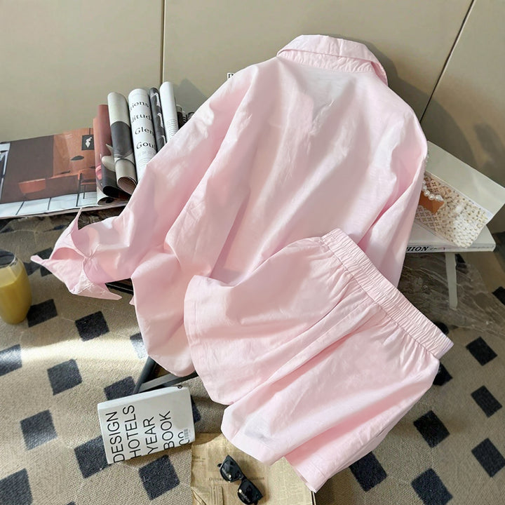 Women's breathable cotton pajamas set with relaxed fit Lune London
