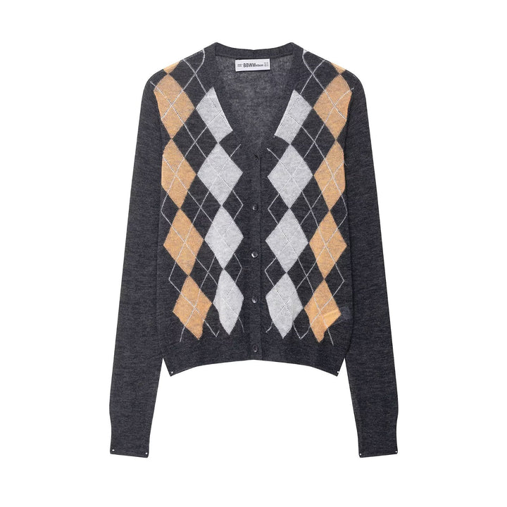 Cardigan femme tendance à motif écossais classique Chic & Stil